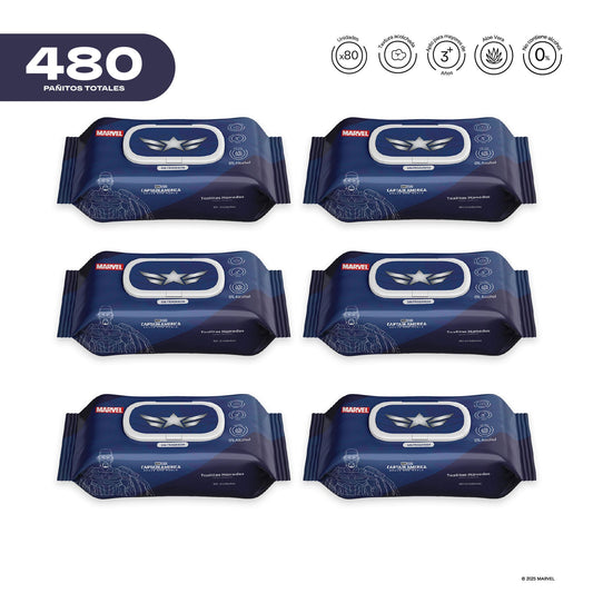 Pack x 6 Pañitos Húmedos Capitán America