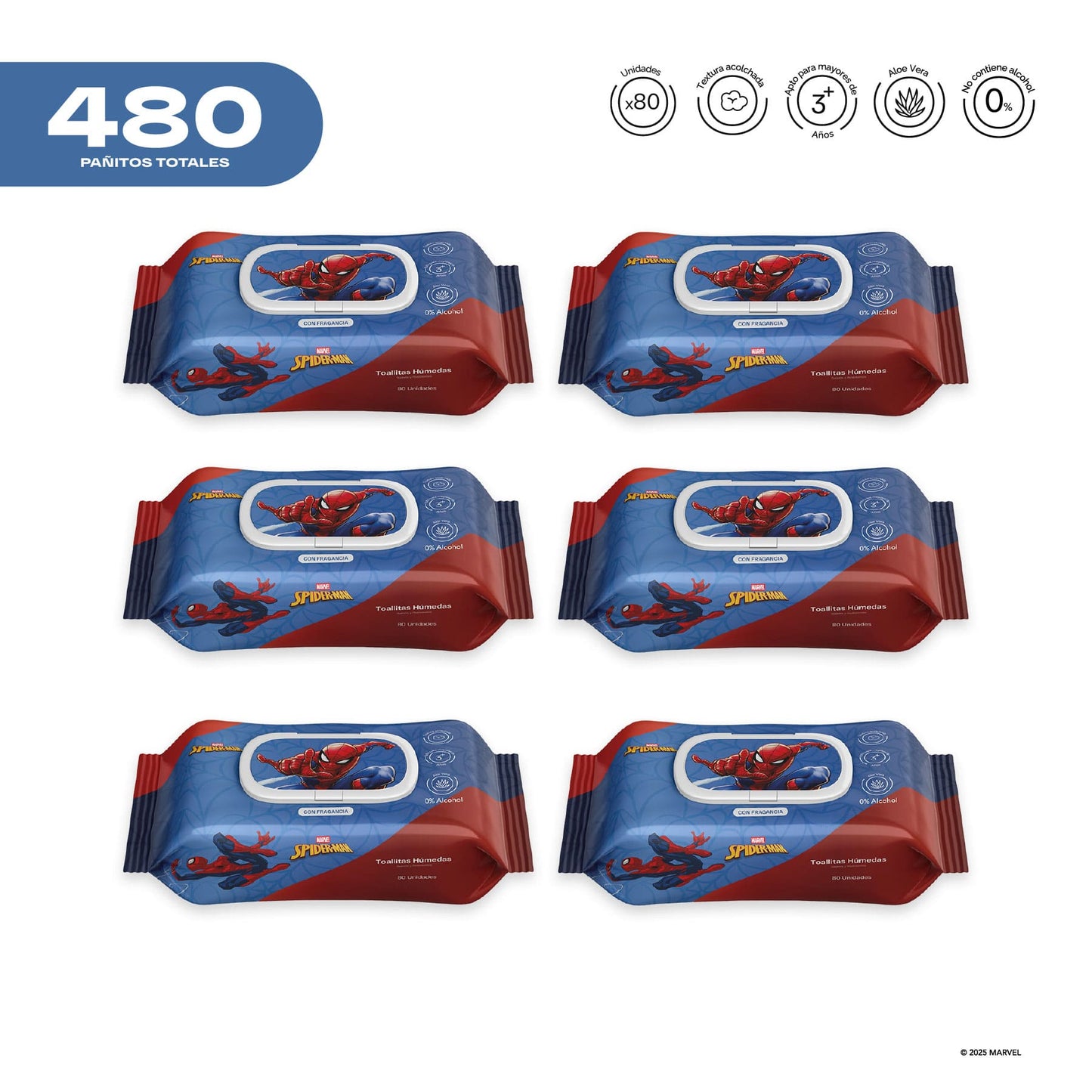 Pack x 6 Pañitos Húmedos Marvel Cosmos Spider-Man